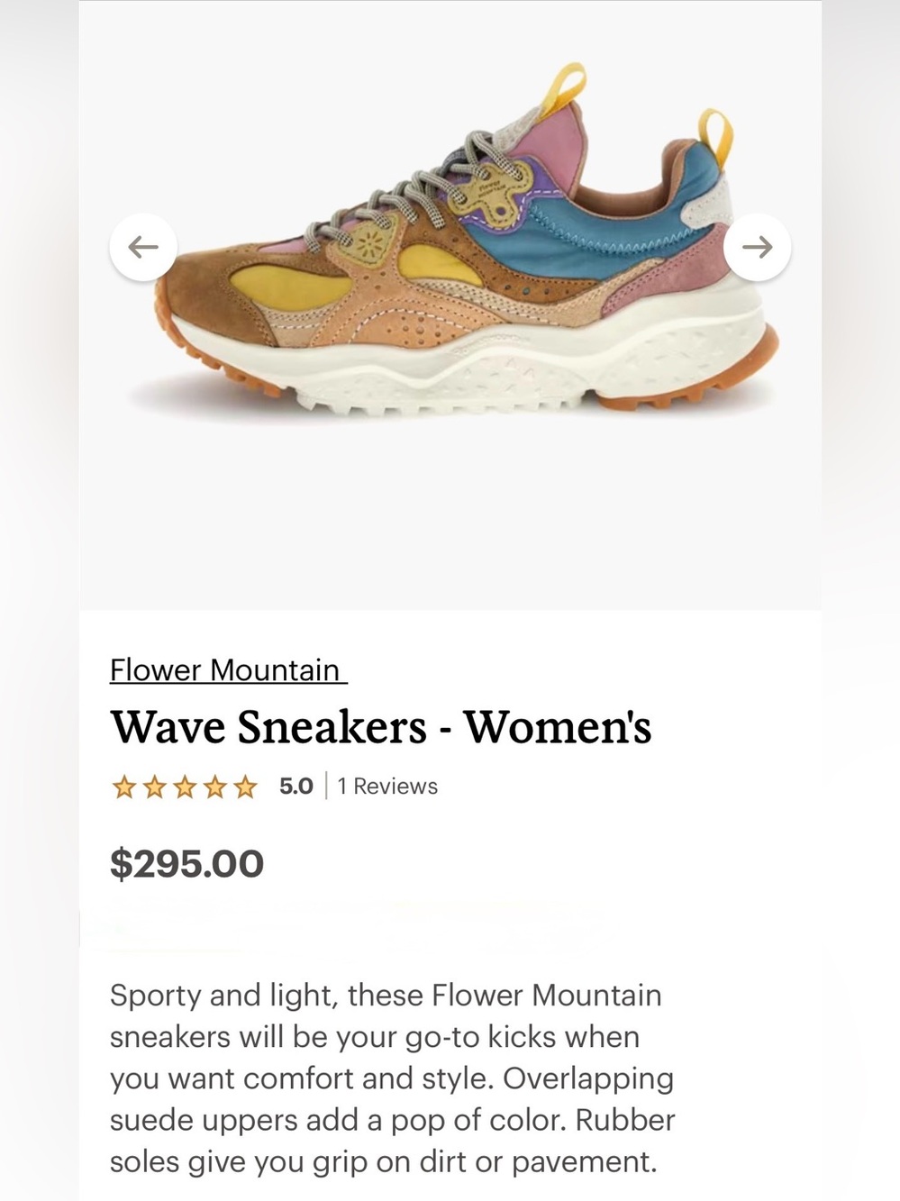 NWT Flower Mountain WAVE WOMAN Suede and fabric sneakers - Beige- Light pink - Picture 2 of 16